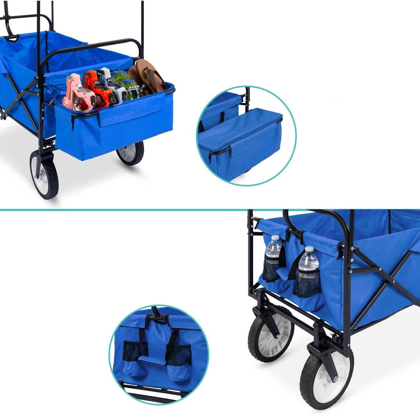 Carro Plegable Multiusos para Interiores/Exteriores con Toldo - Azul