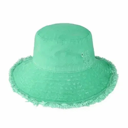 Frayed Bucket Hat - Wide Brim Cotton - UPF 50+ Sun Protection - One Size