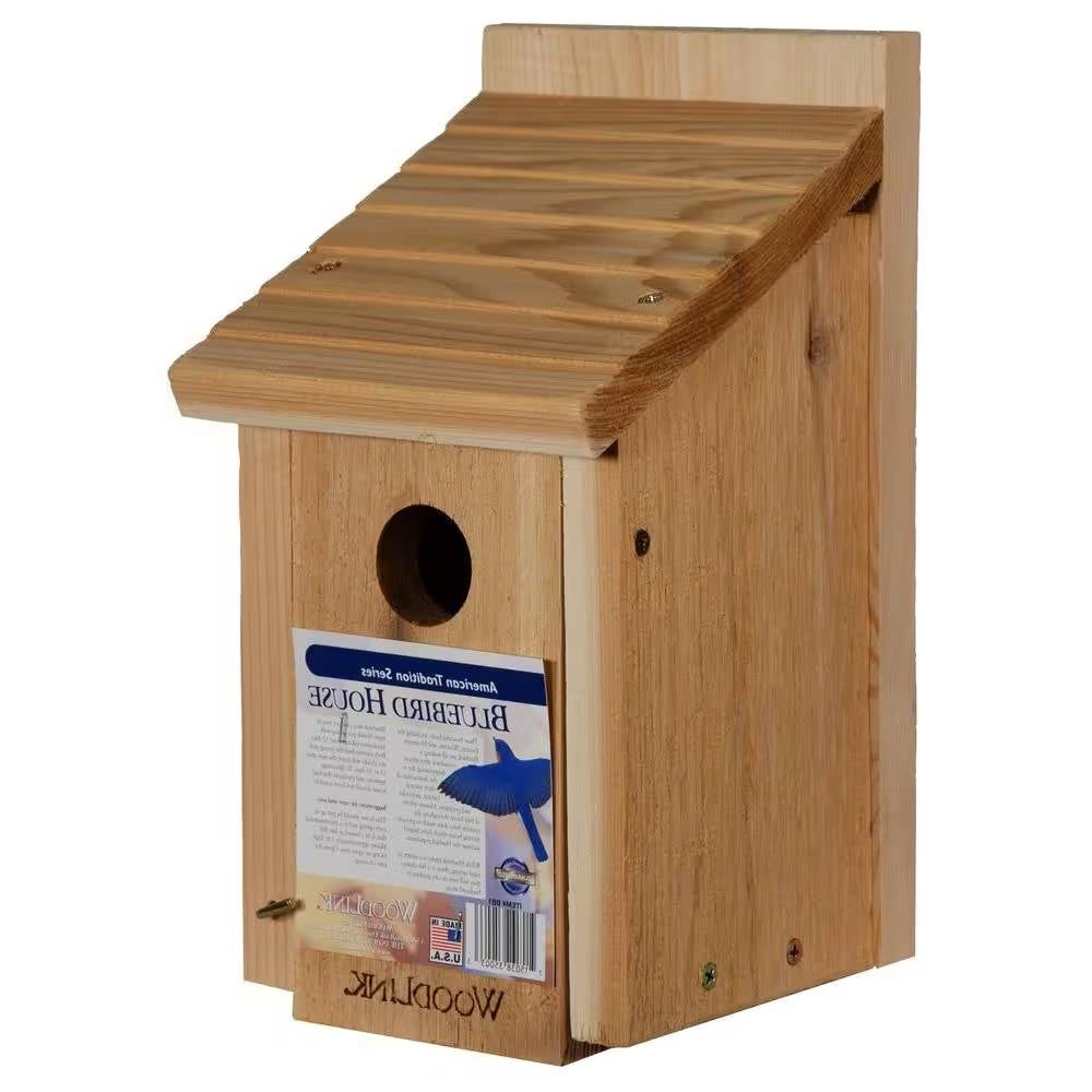 Casita para pájaros de madera de cedro - Ideal para azulejos gorjiblancos, azulejos gorjiazules y azulejos de las montañas