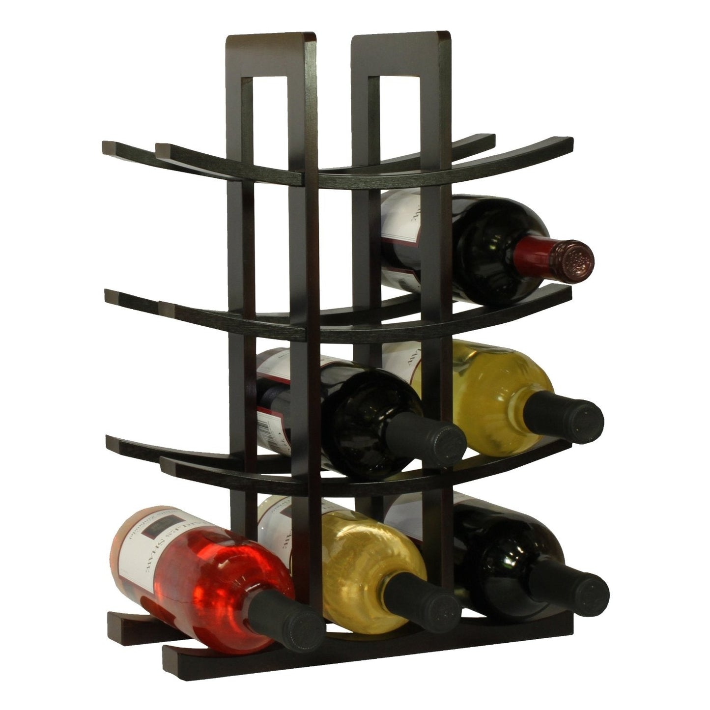 Estante para vinos de 12 botellas de bambú con acabado espresso oscuro