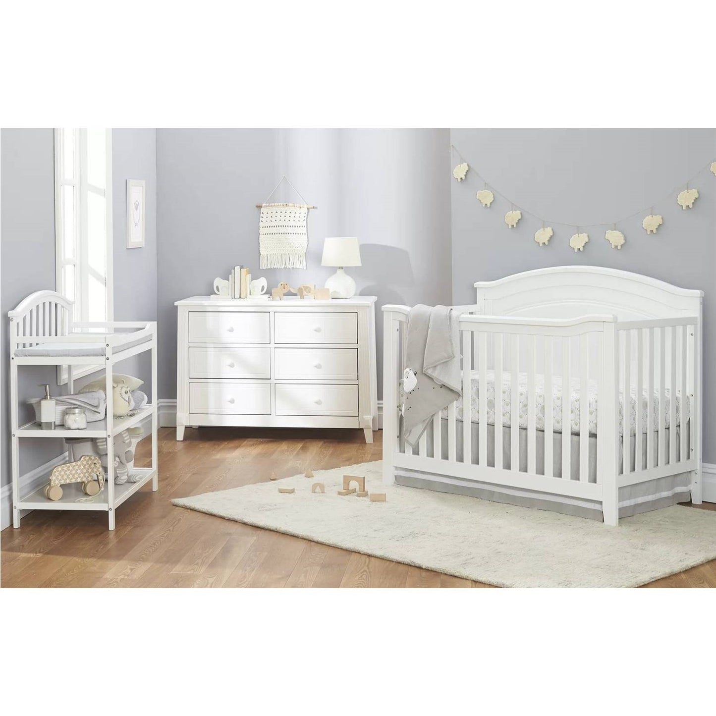 Cuna convertible de madera maciza SF Home en blanco - Cama infantil se vende por separado