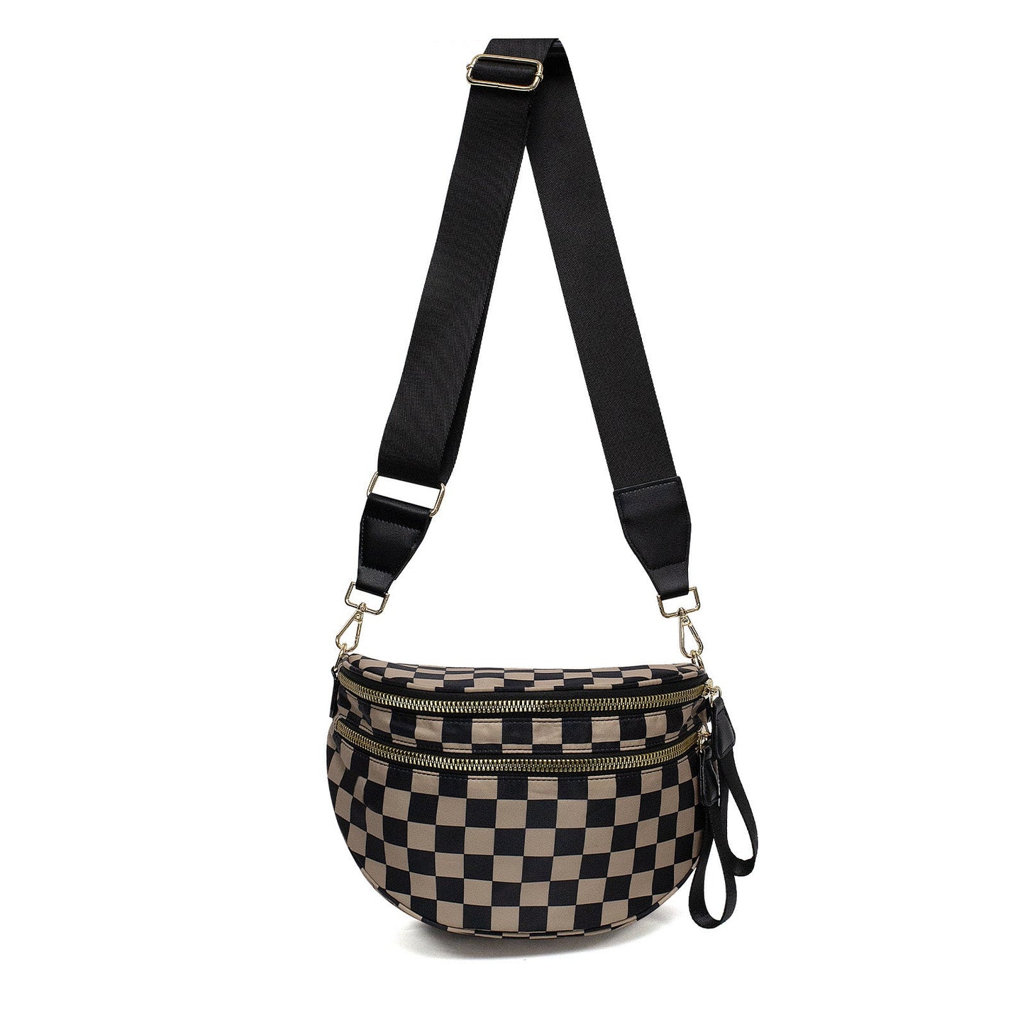 Bandolera Frankie Oversize con Doble Cremallera y Estampado Media Luna