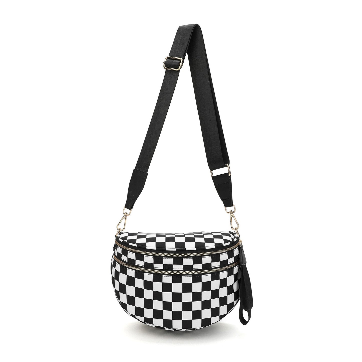 Bandolera Frankie Oversize con Doble Cremallera y Estampado Media Luna
