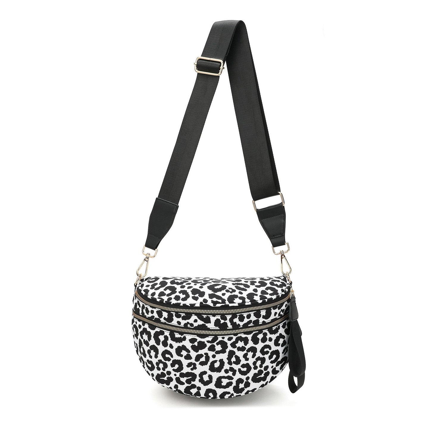 Bandolera Dylan extragrande con doble cremallera y estampado de leopardo