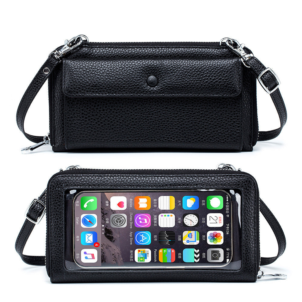 Cartera cruzada Ryann de piel auténtica para teléfono