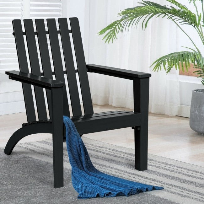 Tumbona/Sillón Adirondack de Madera de Acacia para Interior/Exterior - Negra