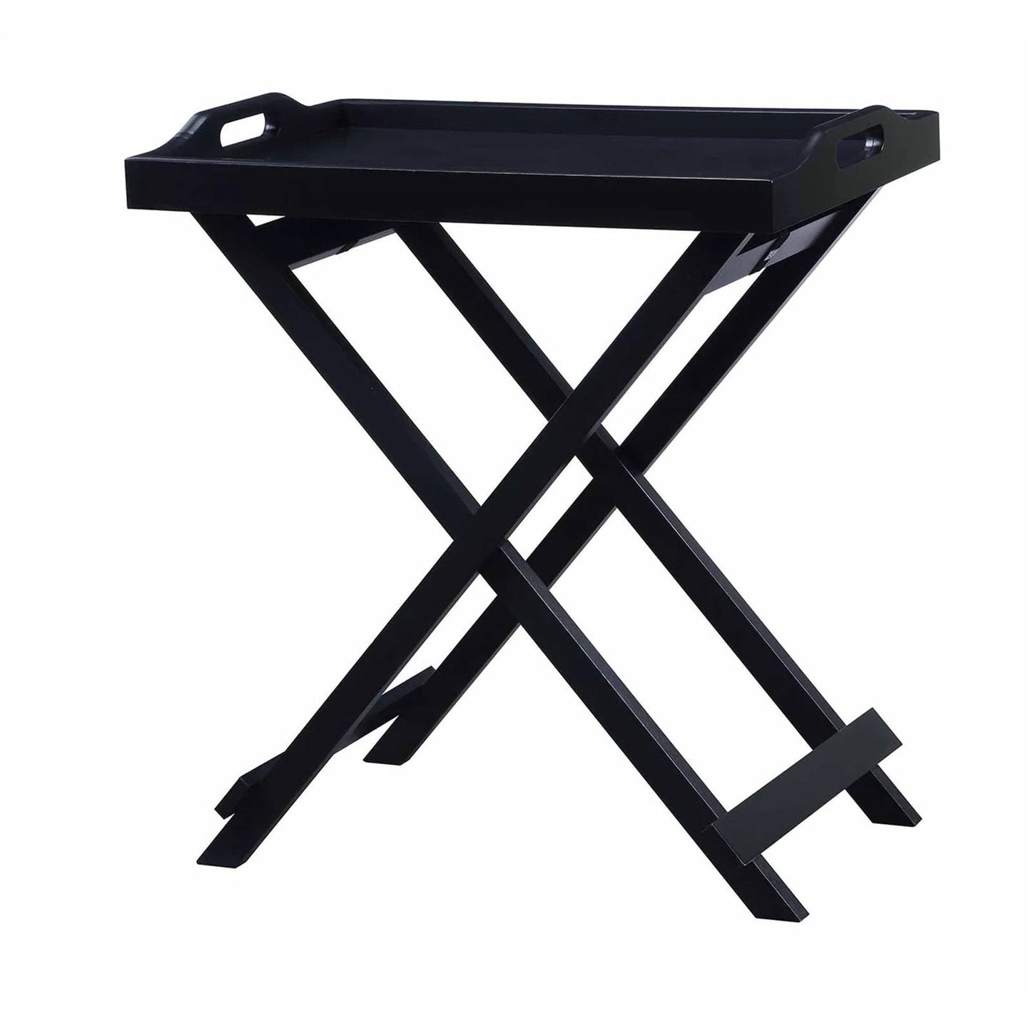 Mesa auxiliar/bandeja plegable para TV en acabado de madera negra
