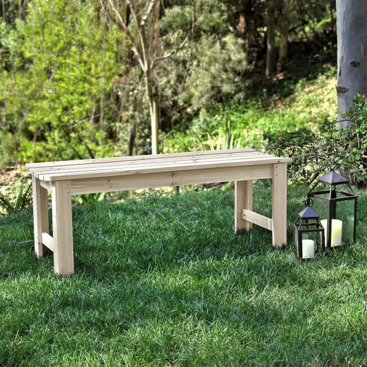 Banco de jardín de cedro sin respaldo de 4 pies para patio exterior con acabado natural