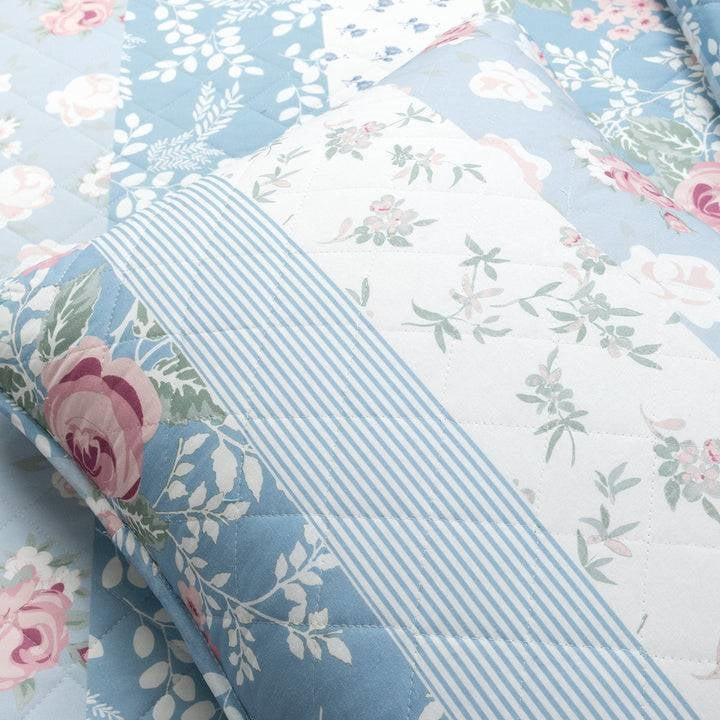 Juego de edredón liviano de 3 piezas tamaño Full/Queen, floral, azul, rosa, blanco y beige, estilo rústico