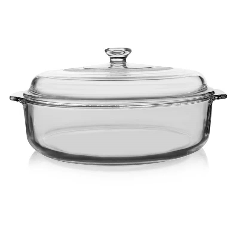 Cacerola de vidrio de 3 cuartos con tapa de vidrio apta para horno