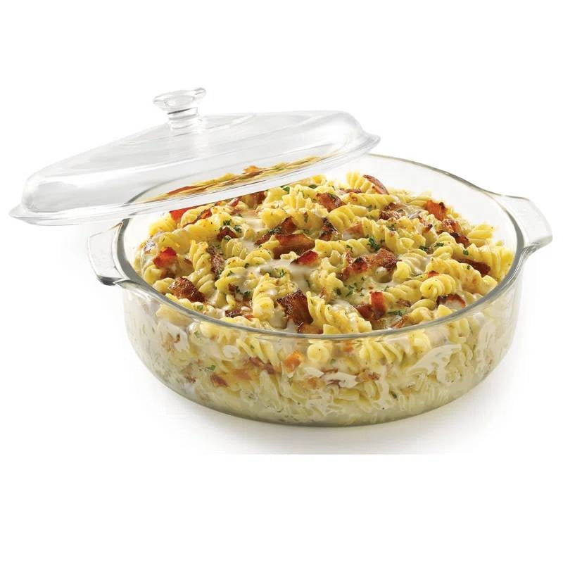 Cacerola de vidrio de 3 cuartos con tapa de vidrio apta para horno