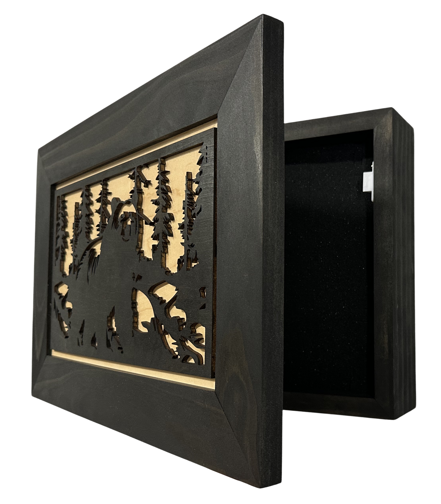 Hidden Black Bear Wall-Mounted Gun Cabinet – Safe Hidden Storage for Firearms