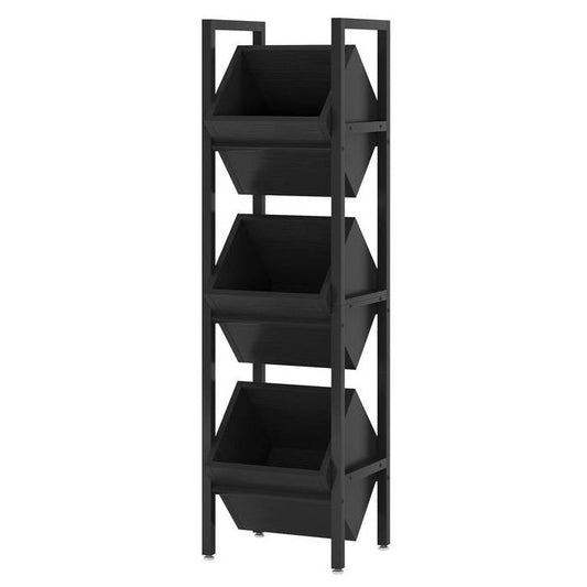 Estante de almacenamiento y exhibición de vinos con 3 compartimentos y 36 botellas, estilo industrial rústico, color negro