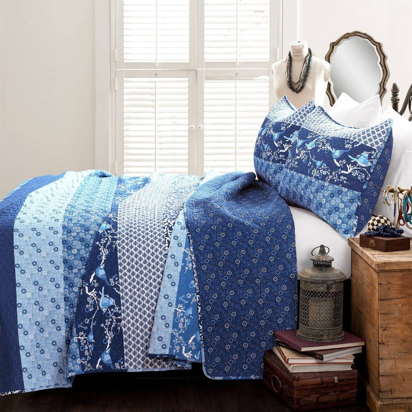 Juego de edredón liviano reversible King Size Blues Boho