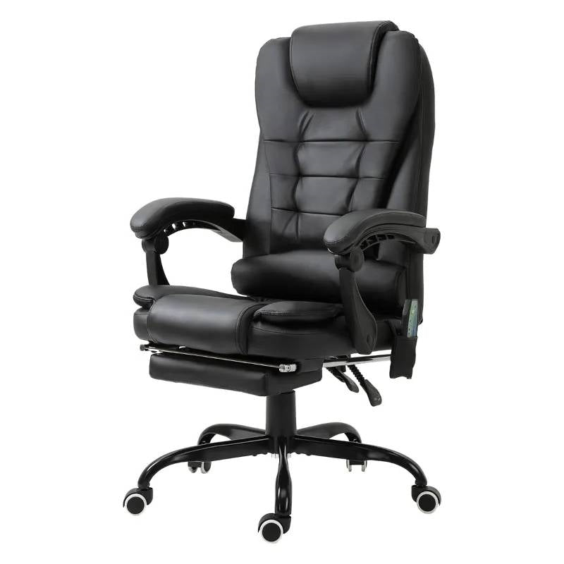 Sillón Ejecutivo de Oficina Ajustable con Masaje y Vibración de 7 Modos, Respaldo Alto, Negro
