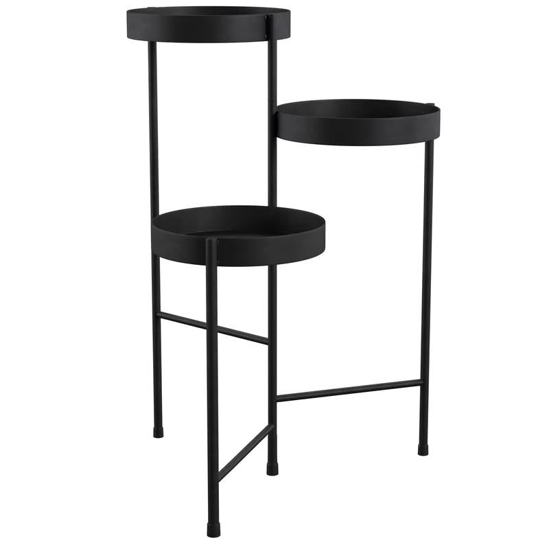 Soporte moderno de metal negro de 3 niveles para macetas y plantas