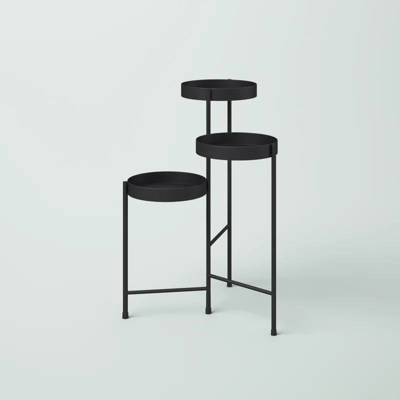 Soporte moderno de metal negro de 3 niveles para macetas y plantas