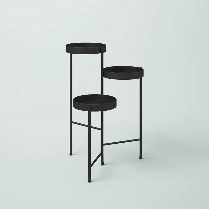 Soporte moderno de metal negro de 3 niveles para macetas y plantas