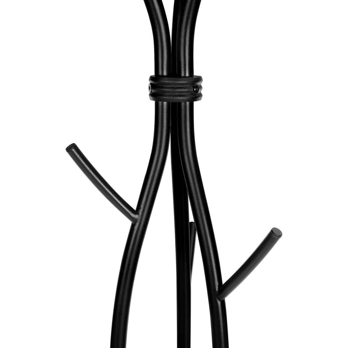 Perchero de pie de metal negro de 74 pulgadas, árbol de entrada y paragüero