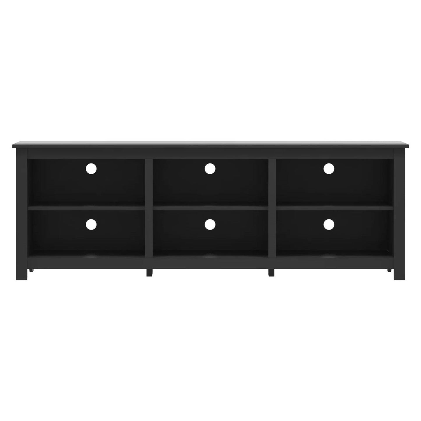 Mueble de TV estilo rústico con acabado en madera negra - para televisores de hasta 70 pulgadas