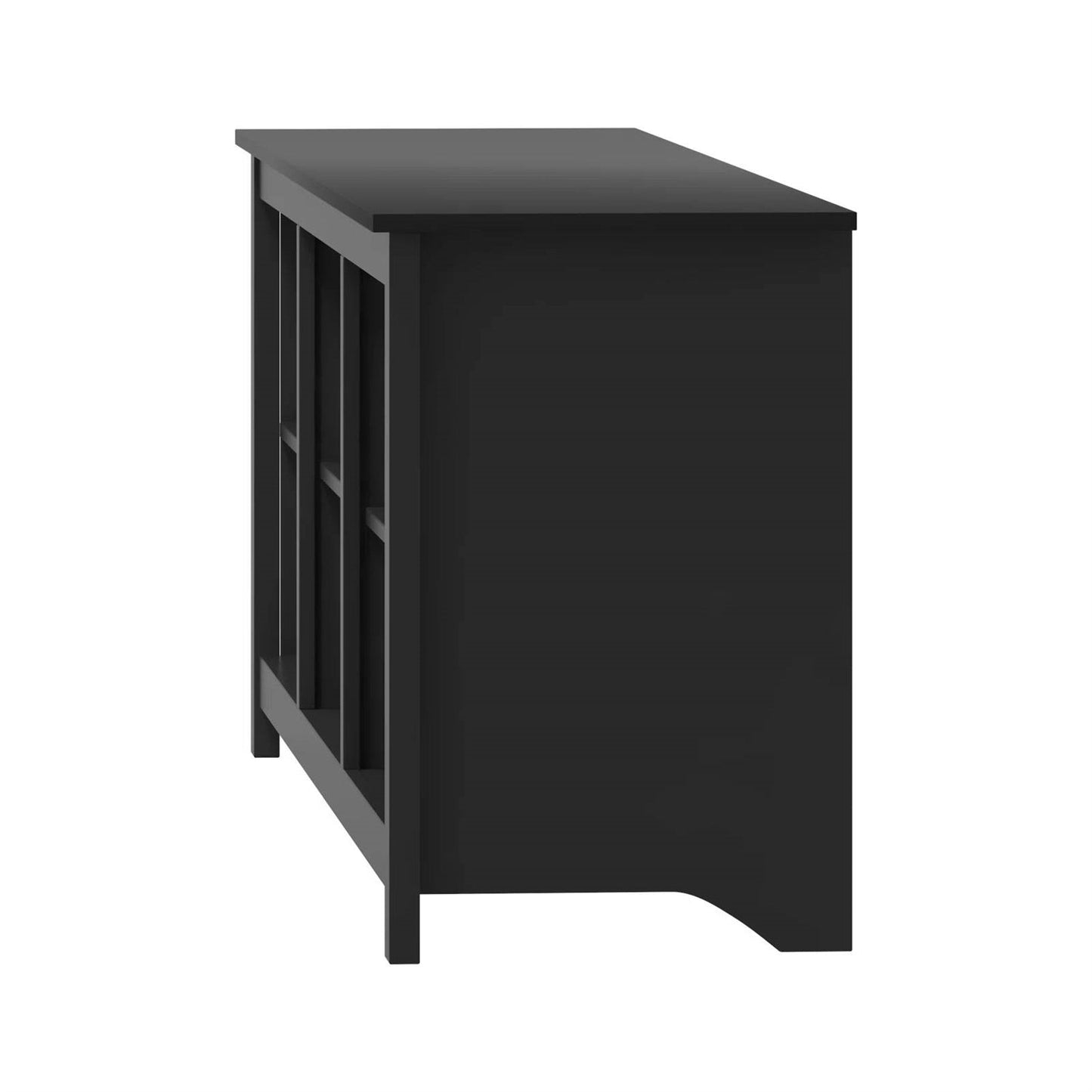 Mueble de TV estilo rústico con acabado en madera negra - para televisores de hasta 70 pulgadas