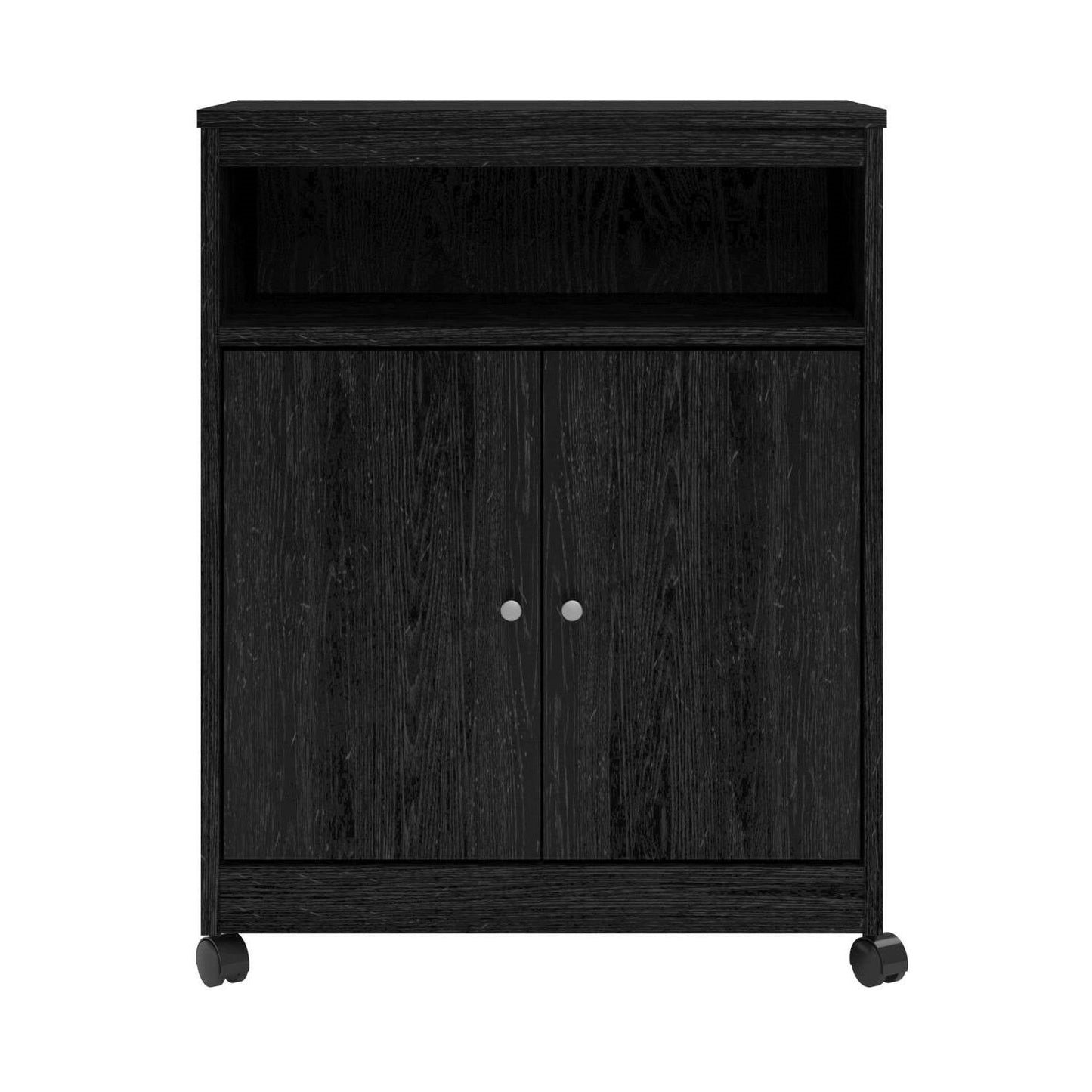 Carro utilitario negro / Carro de microondas para cocina con ruedas