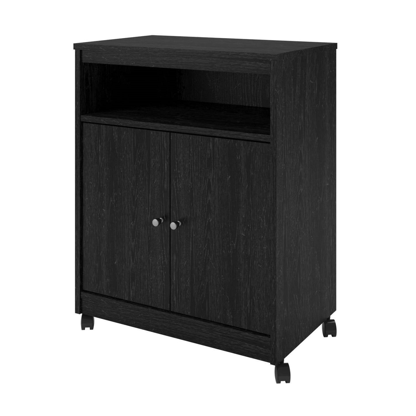 Carro utilitario negro / Carro de microondas para cocina con ruedas