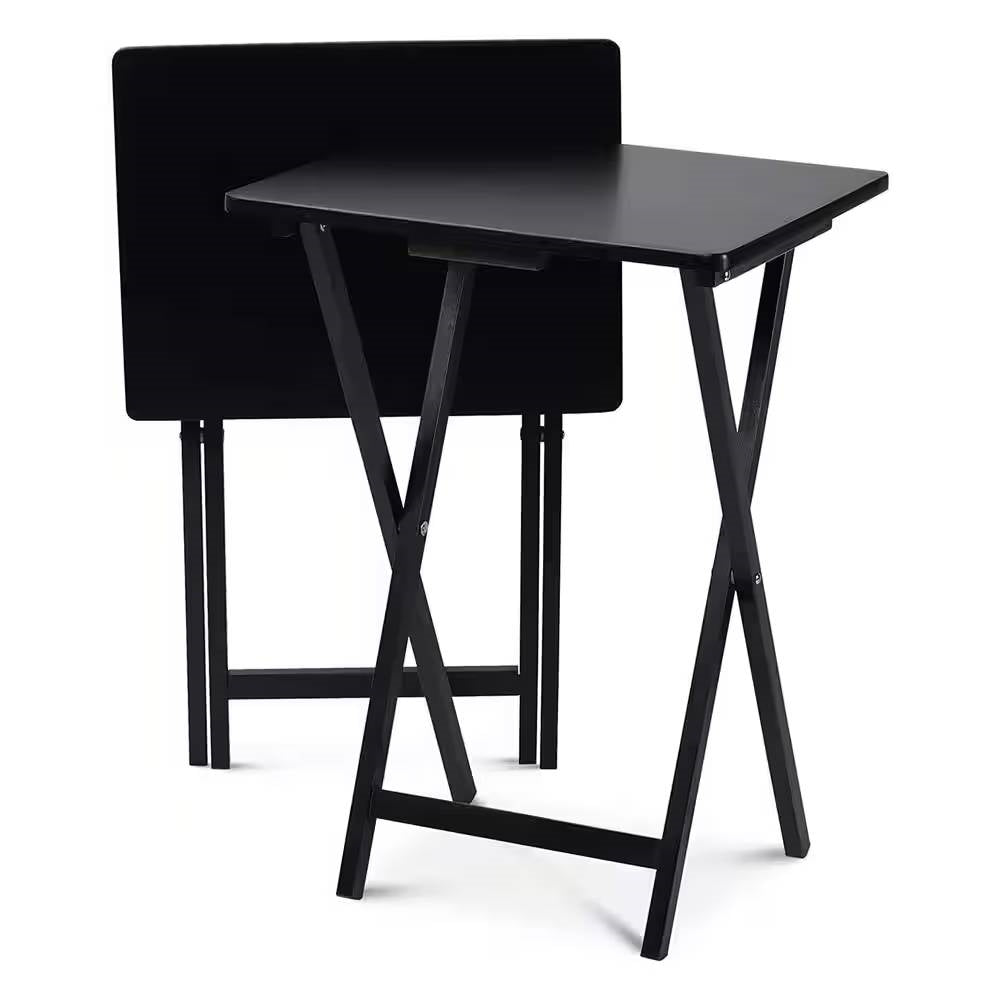 Juego de 2 - Bandejas plegables para TV con acabado de madera negra