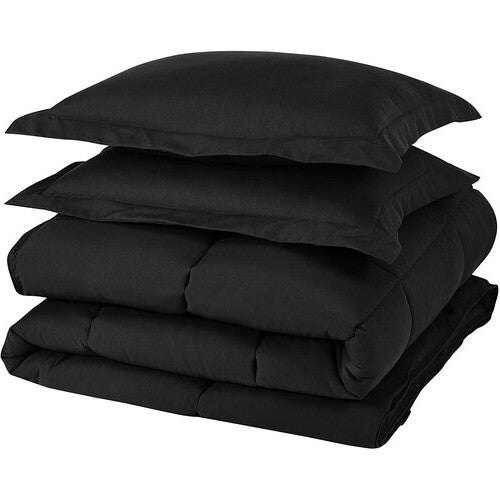 Juego de edredón alternativo de microfibra de pluma de ganso tamaño individual reversible en negro