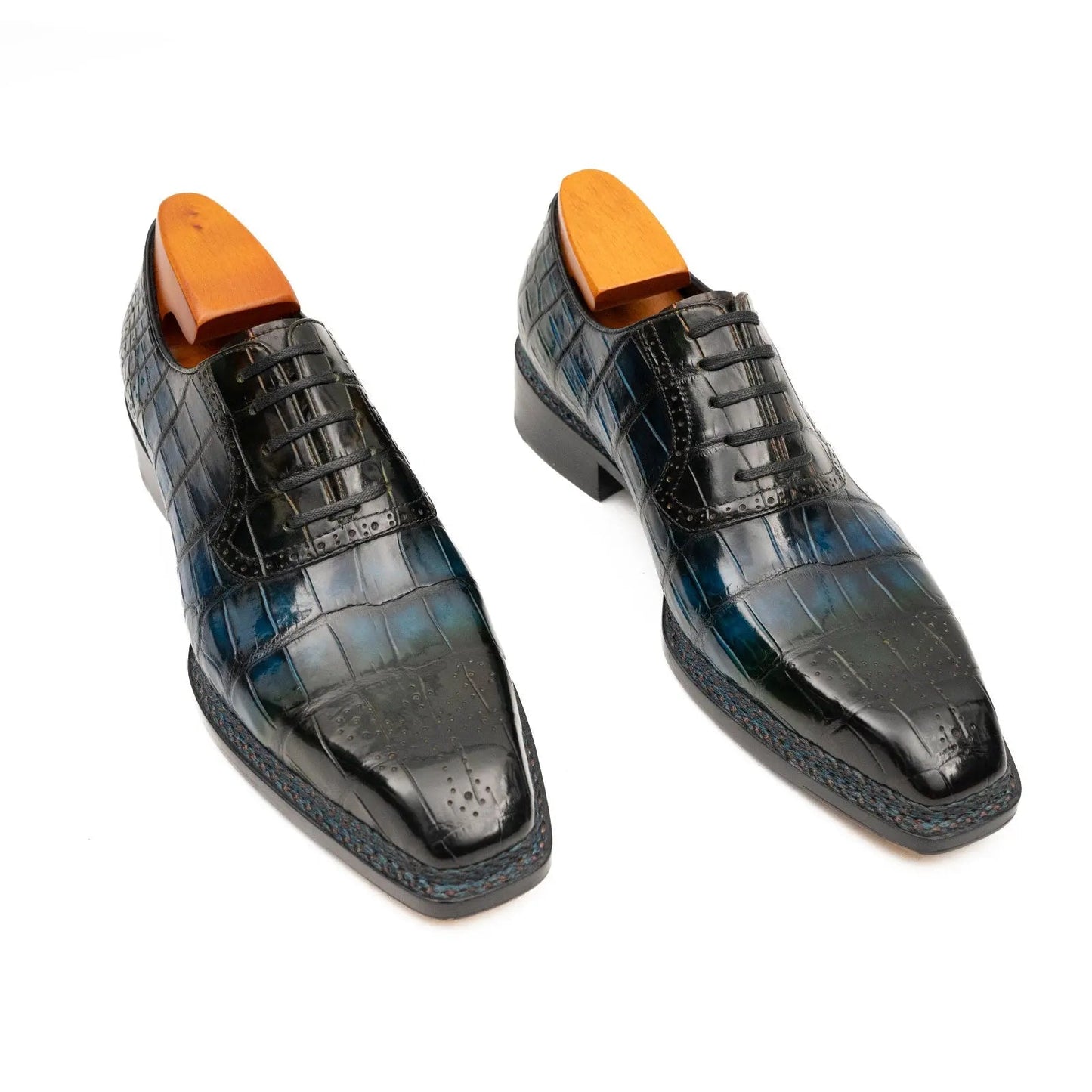 BLUE Crocodile Oxford Shoes Goodyear Norwegian 8015