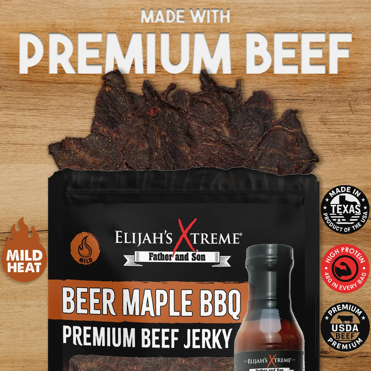 Carne Seca de Res con Cerveza, Arce y BBQ