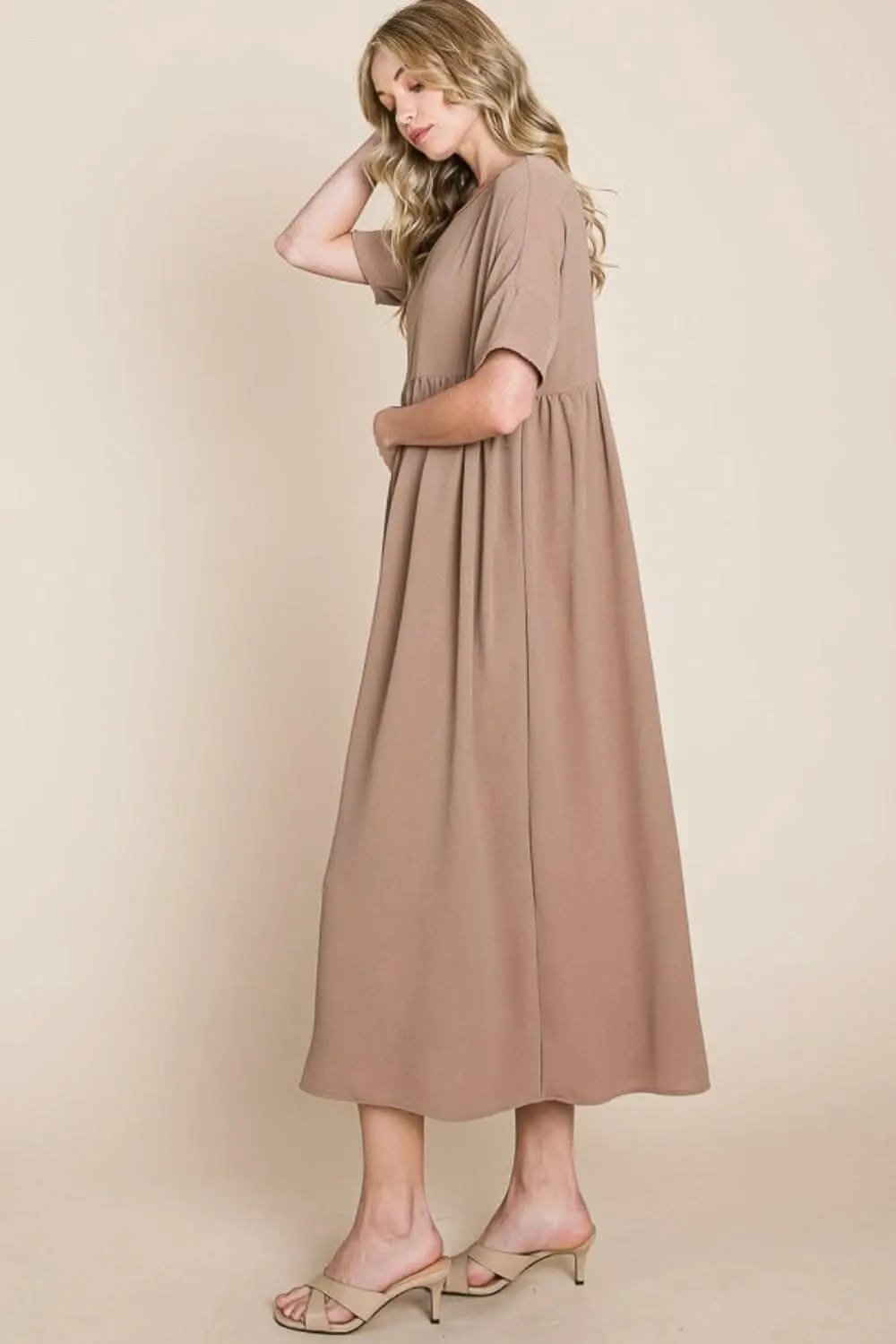 Dresses Trendsi swimwear - BOMBOM Round Neck Ruched Midi Dress