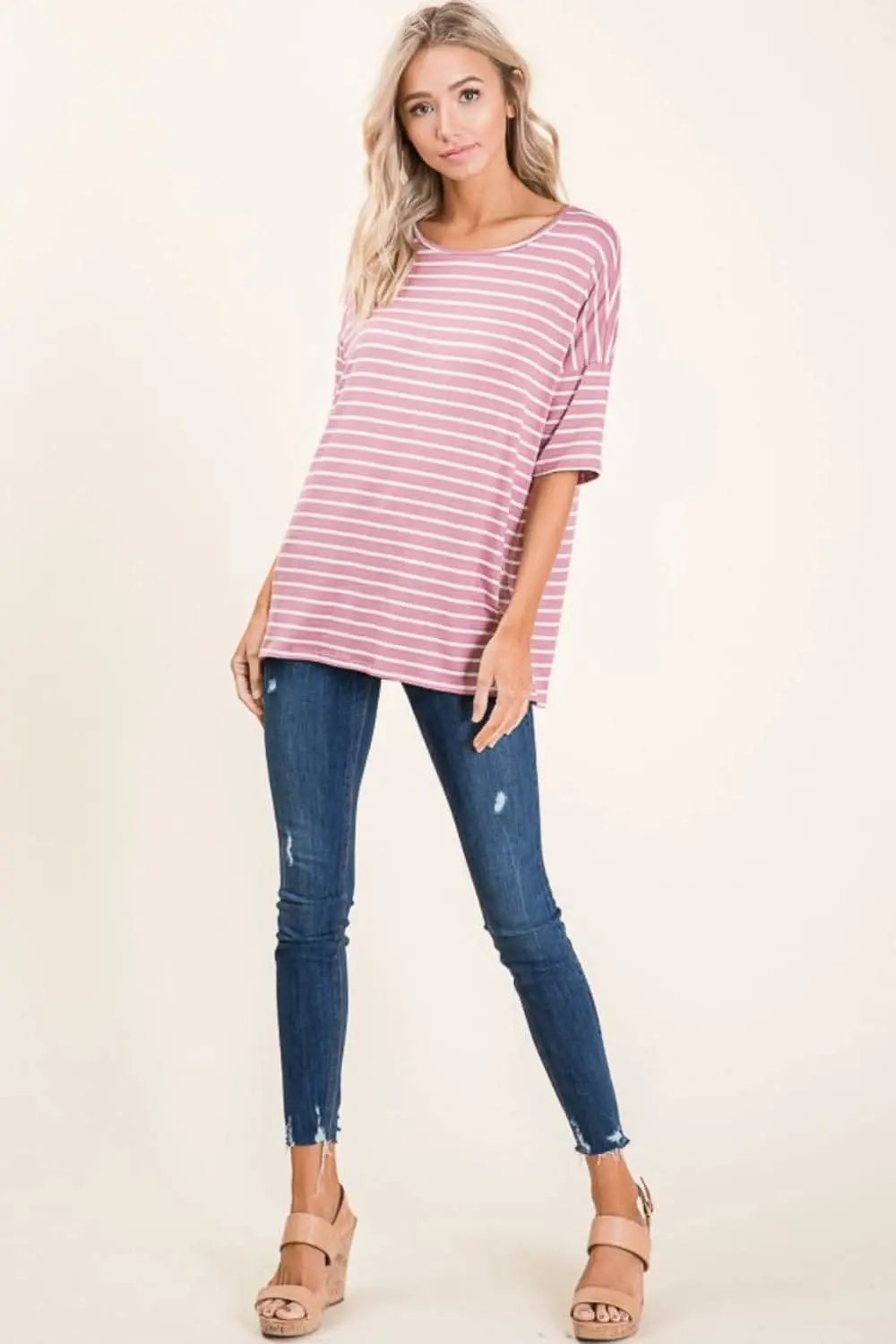 T-Shirts Trendsi Striped Tee Women's Casual Wear T-Shirt Soft, Breathable Comfort