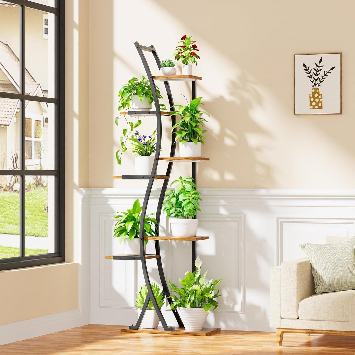 Estantería moderna de 6 estantes y 160 cm de altura para plantas de interior