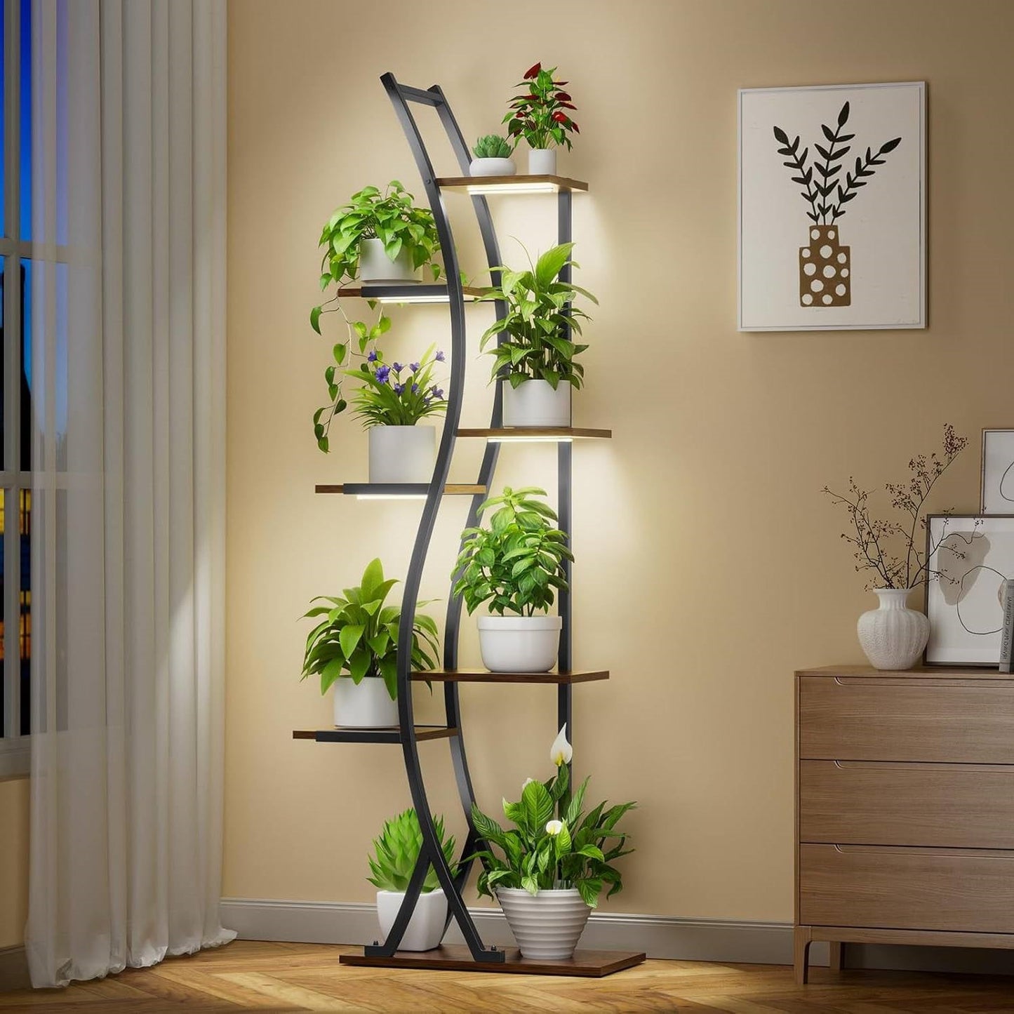 Estantería moderna de 6 estantes y 160 cm de altura para plantas de interior