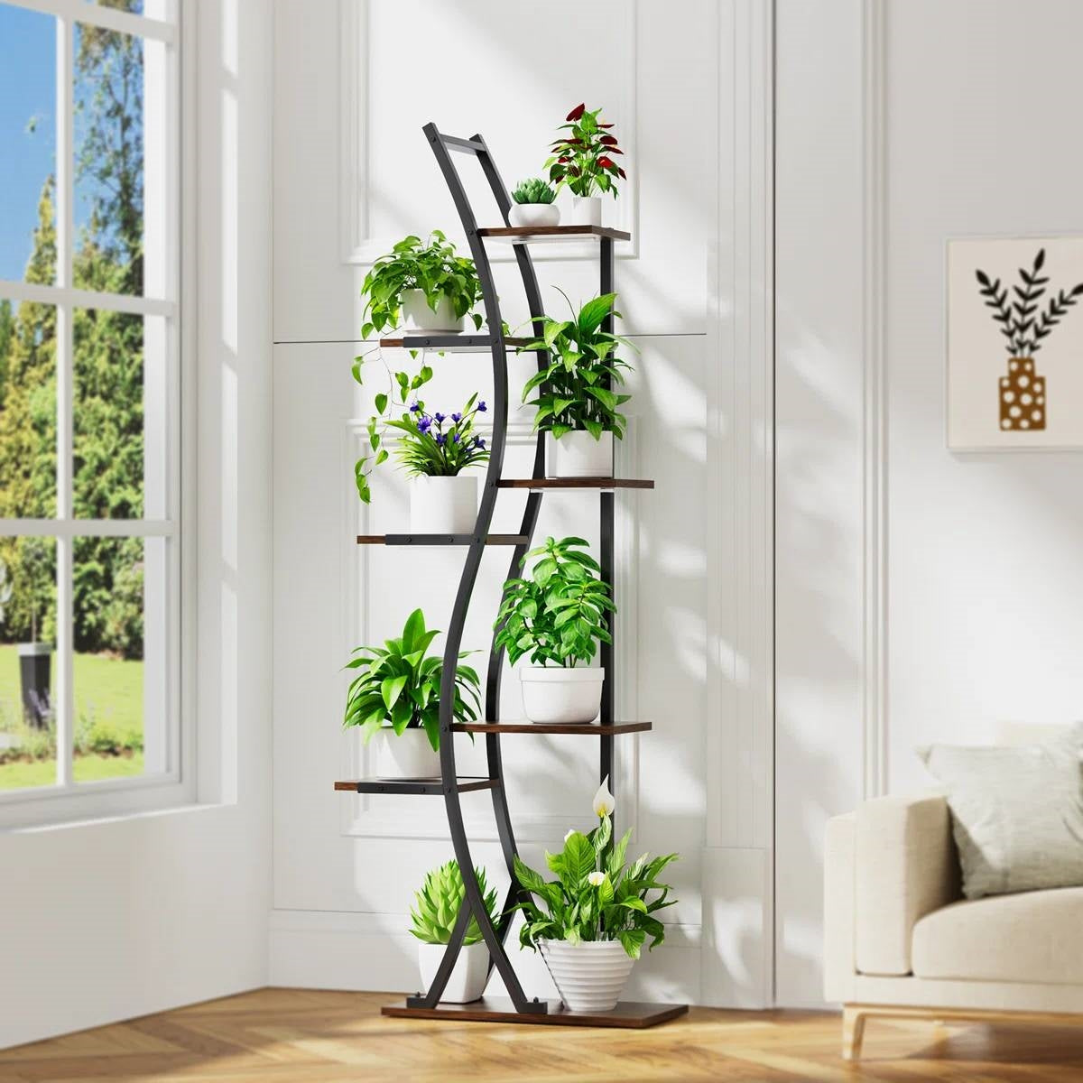 Estantería moderna de 6 estantes y 160 cm de altura para plantas de interior