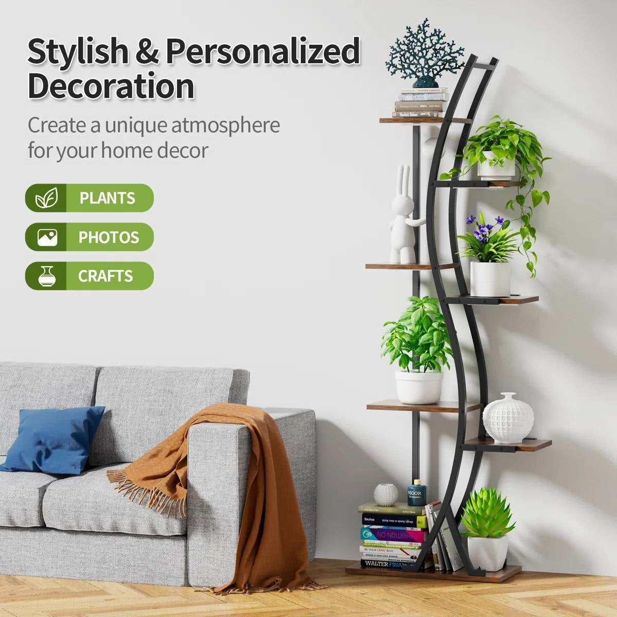 Estantería moderna de 6 estantes y 160 cm de altura para plantas de interior