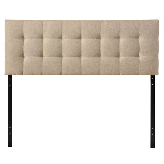 Cabecero tapizado de tela beige tamaño King con capitoné moderno