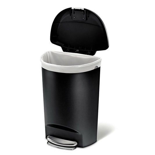 Bote de basura de cocina negro de 13 galones con tapa y pedal