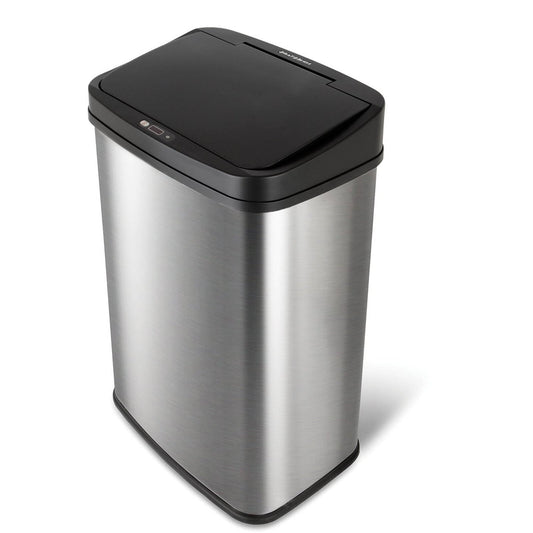 Bote de Basura Negro de Acero Inoxidable de 13 Galones para Cocina con Tapa de Sensor de Movimiento