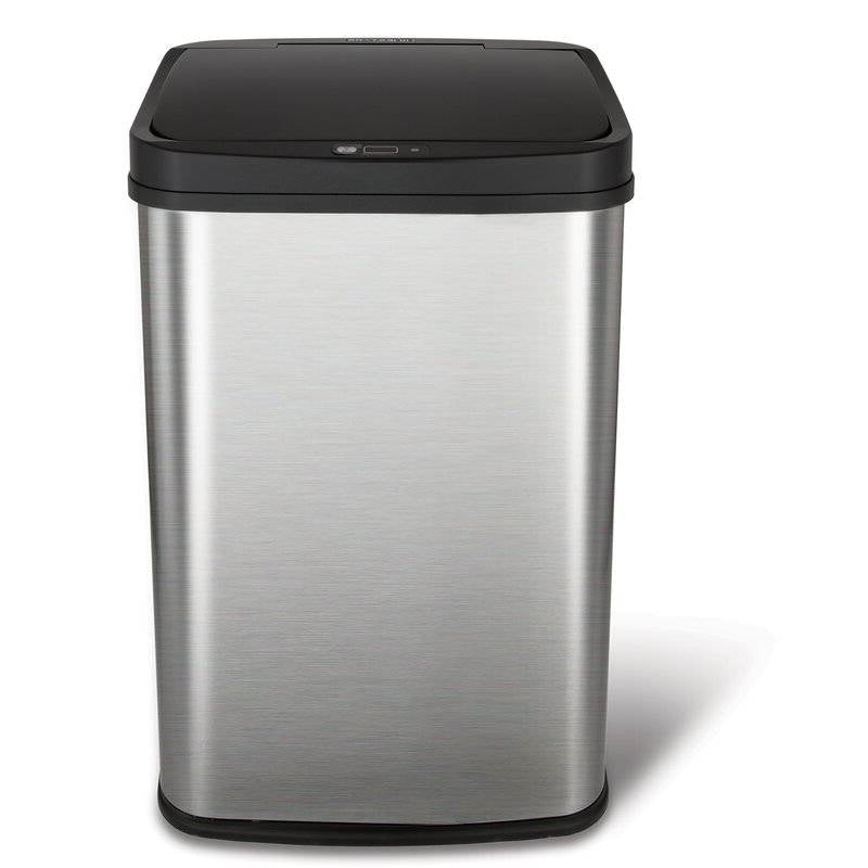 Bote de Basura Negro de Acero Inoxidable de 13 Galones para Cocina con Tapa de Sensor de Movimiento