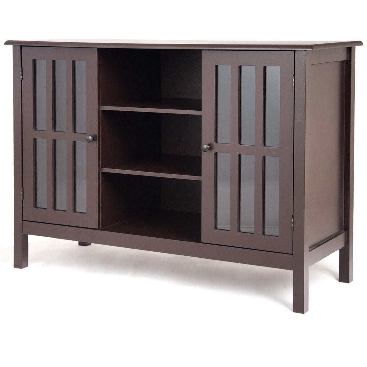 Mueble de TV de madera marrón de 43 pulgadas, mesa consola con armario de almacenamiento