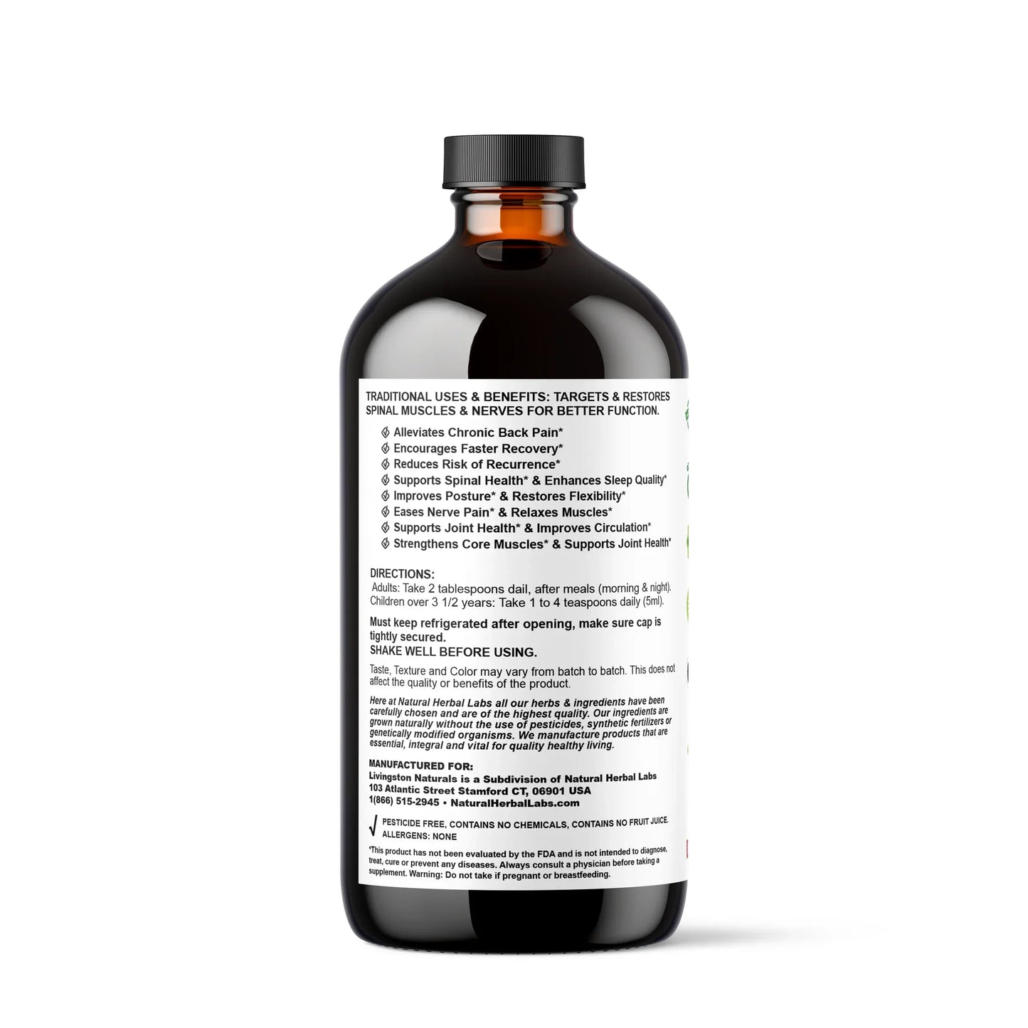 Back Pain & Sciatica Organic Liquid Herbal Formula