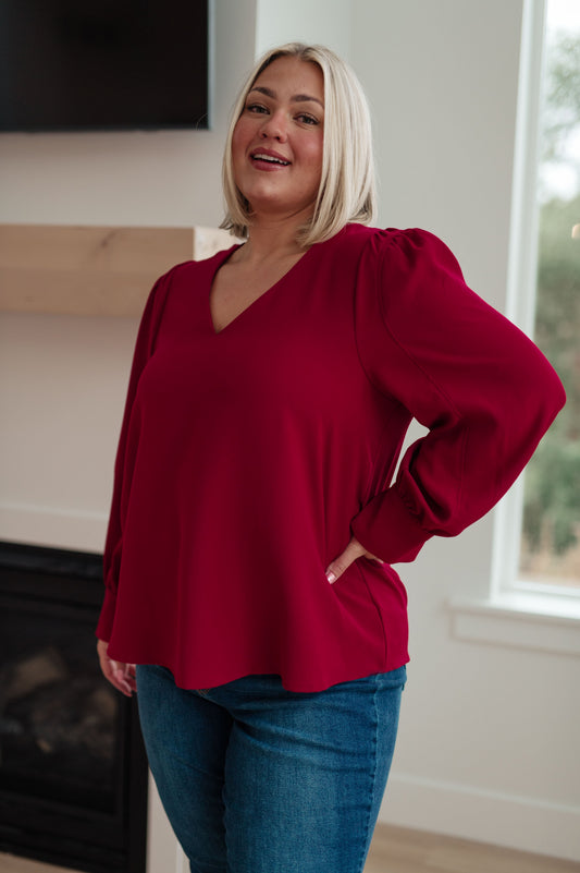 Blusa con escote en V "Back in Business"