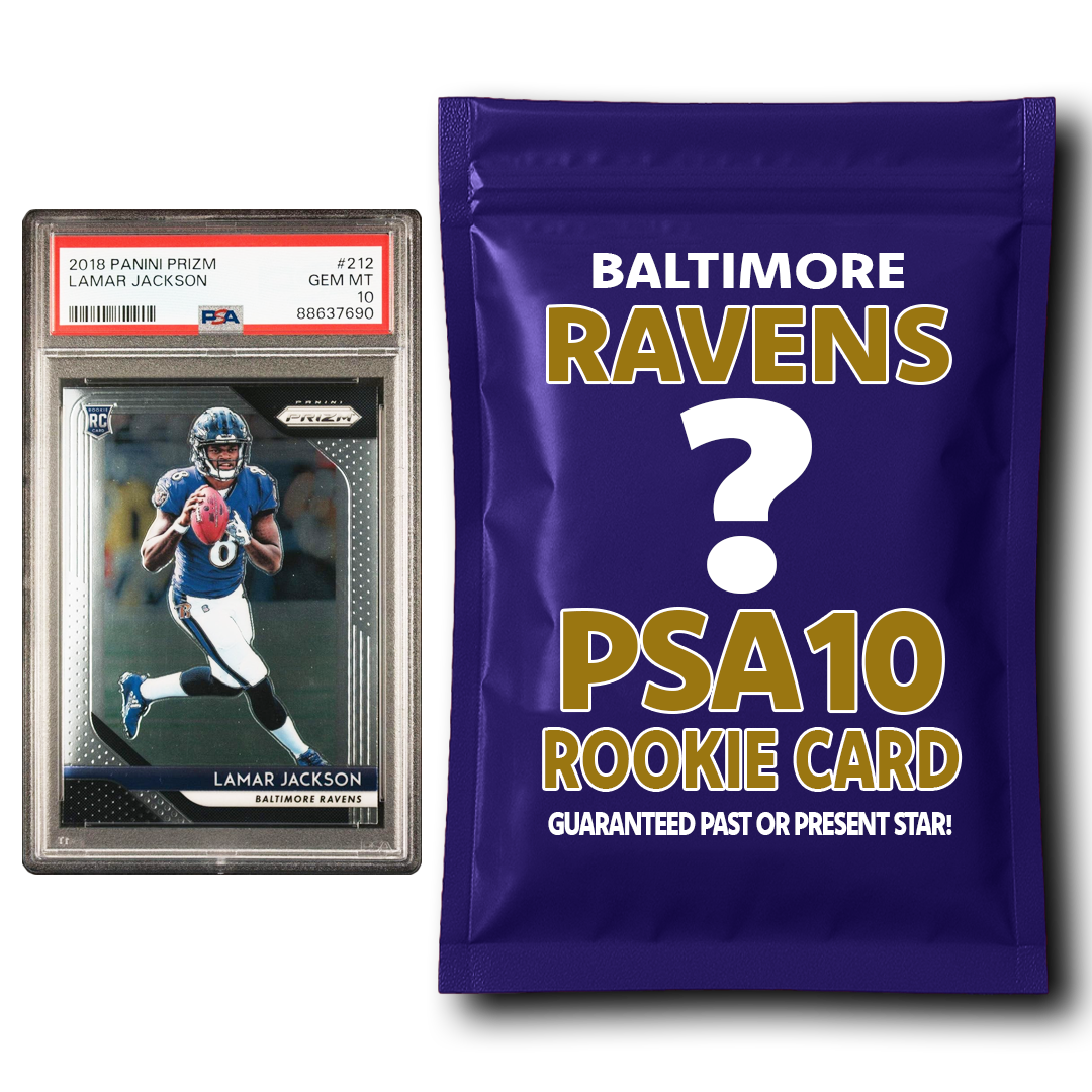 Paquete misterioso de tarjeta de novato graduada PSA 10 de los Baltimore Ravens