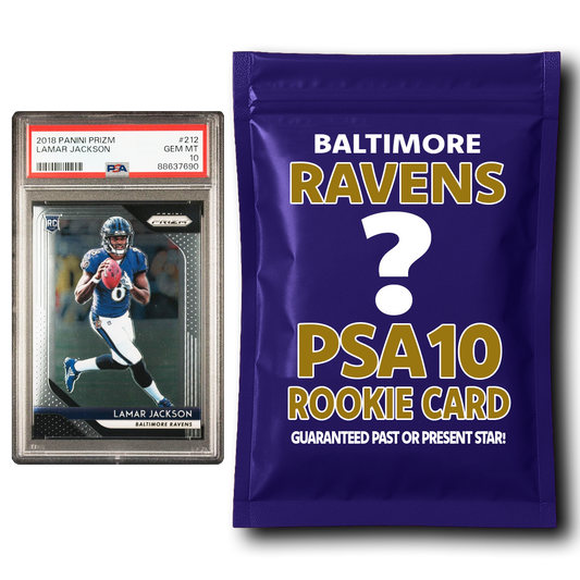 Paquete misterioso de tarjeta de novato graduada PSA 10 de los Baltimore Ravens