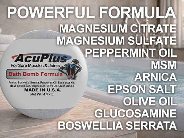 AcuPlus Ultimate Pain Relief Combo – 3 bombas de baño + roll-on de 85 g + tarro de 113 g