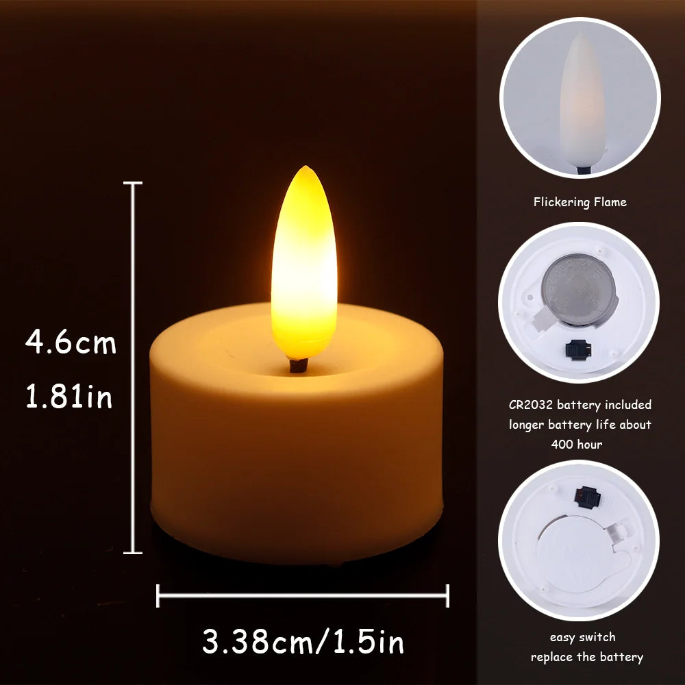 Set of 12  Flickering Flameless Candles(Warm White)