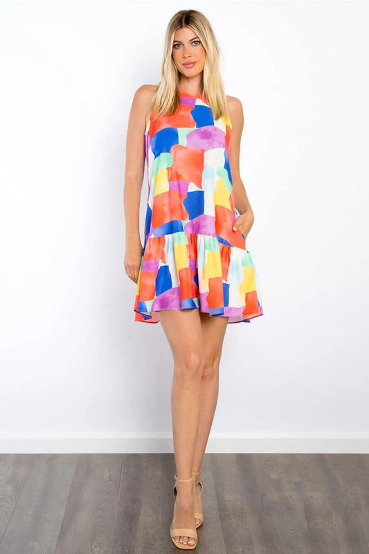 Dresses Trendsi Vestido Mini con Estampado Abstracto y Volantes