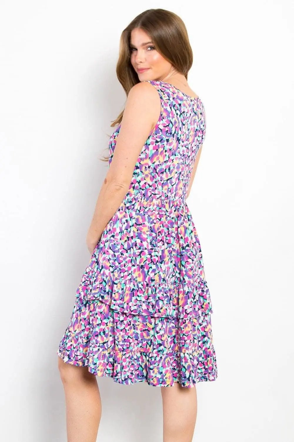 Dresses Trendsi Be Stage Full Size Print Wrinkle Free Ruffled Dress
